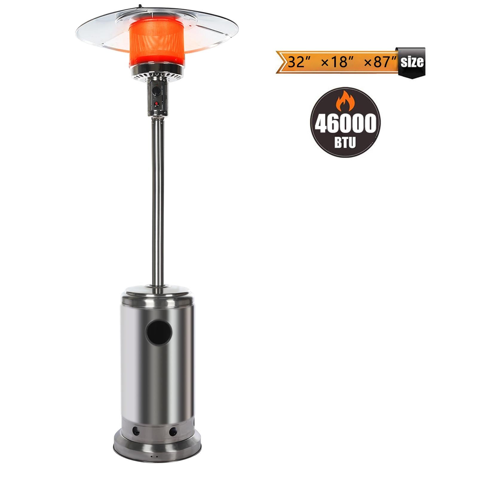DJKDJL Outdoor Patio Heater With Wheels,Propane 46,000 BTU Premium Outdoor Patio Heater, Silver, 87*46*46CM