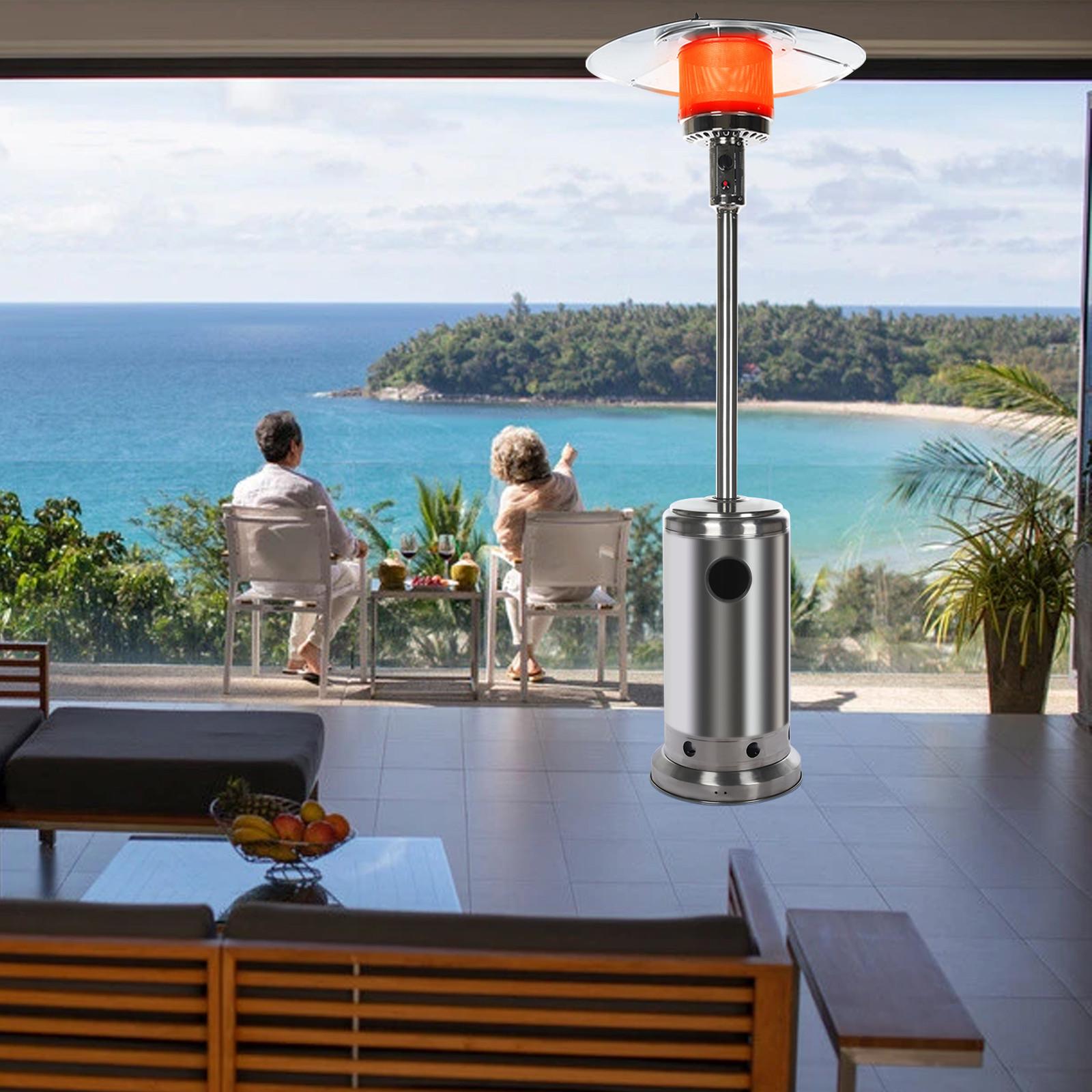 DJKDJL Outdoor Patio Heater With Wheels,Propane 46,000 BTU Premium Outdoor Patio Heater, Silver, 87*46*46CM
