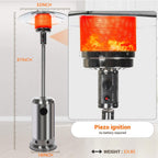 DJKDJL Outdoor Patio Heater With Wheels,Propane 46,000 BTU Premium Outdoor Patio Heater, Silver, 87*46*46CM