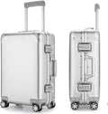 Aluminum Alloy Luggage Hard Shell Carry-Ons with Spinner Wheels, Zipperless &amp; Lightweight Suitcases for Travel with Tsa Lock (20", Silver)
