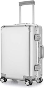 Aluminum Alloy Luggage Hard Shell Carry-Ons with Spinner Wheels, Zipperless &amp; Lightweight Suitcases for Travel with Tsa Lock (20", Silver)