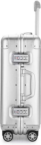 Aluminum Alloy Luggage Hard Shell Carry-Ons with Spinner Wheels, Zipperless &amp; Lightweight Suitcases for Travel with Tsa Lock (20", Silver)