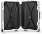 Aluminum Alloy Luggage Hard Shell Carry-Ons with Spinner Wheels, Zipperless &amp; Lightweight Suitcases for Travel with Tsa Lock (20", Silver)