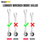 Ratcheting Wrench Set, Combination Wrench Set, 22-Piece SAE & Metric and Standard, 72Th Long Open End, 1/4" to 3/4" & 6-18mm, Organizer With Roll Up Pouch, CR-V Socket Mechanic Hand Tools Sets