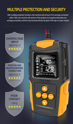12V/24V Automotive Battery & Alternator Tester - Digital Analyzer for Cran& Charging Systems - Test Ran3Ah - 200Ah