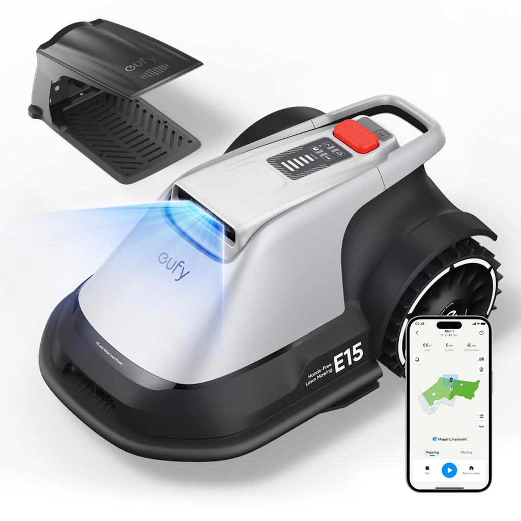 Robot Lawn Mower E15, Auto Mapping,Pure Vision Navigation, Wire RTK Free, Multi-Zone Management, AI 3D Obstacle Avoidance, GPS Anti-Theft, 0.2 Acres, 18° Slope, App Control