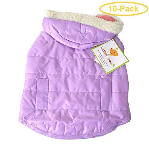 Fashion Pet Lookin Good Reversible Puffy Dog Coat - Lilac Small - (Fits 10"-14" Neck to Tail) - Pack of 10