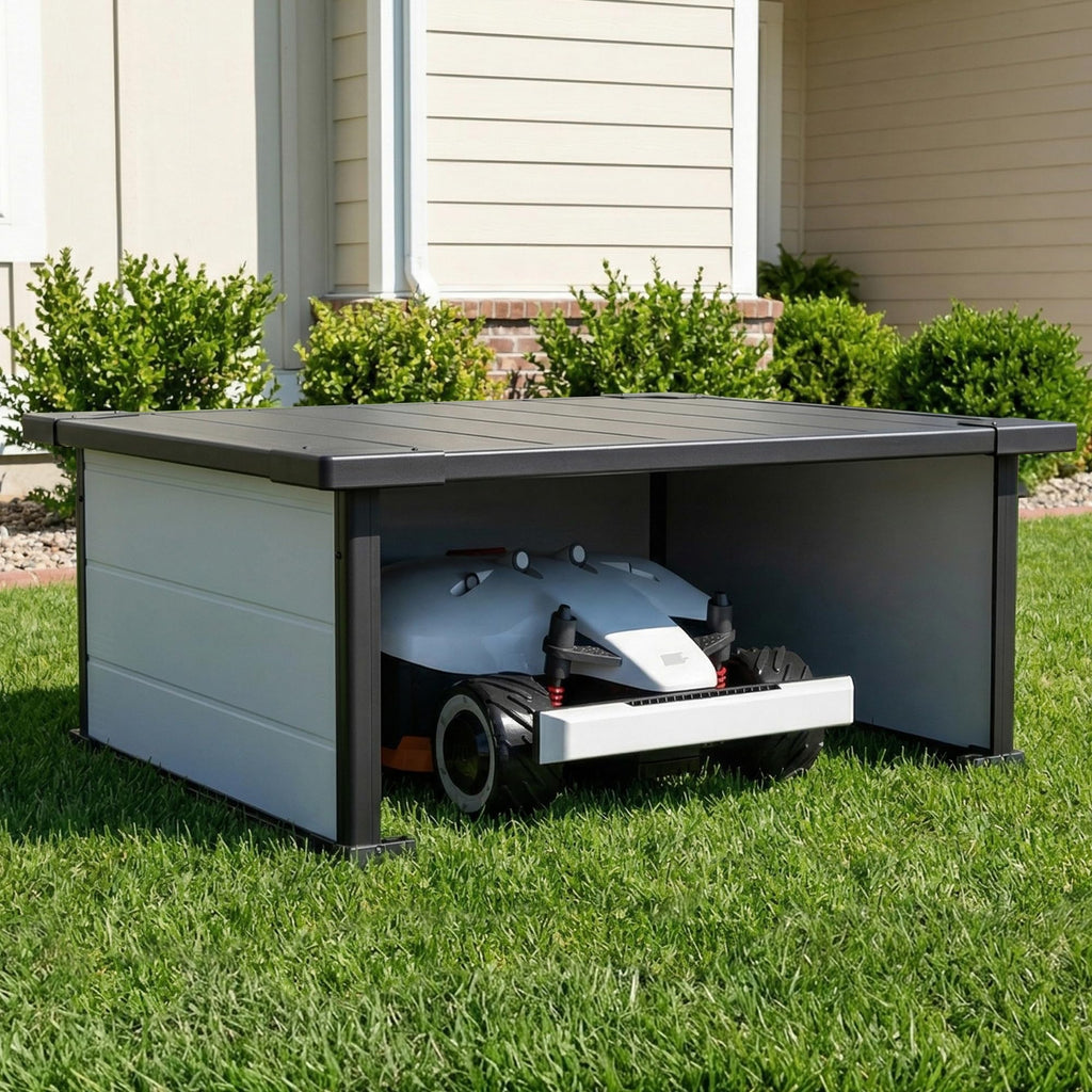 Robot Lawn Mower Garage, Weatherproof Shelter for Robotic Mower Charging Station, Durable PP Panel for Outdoor Use