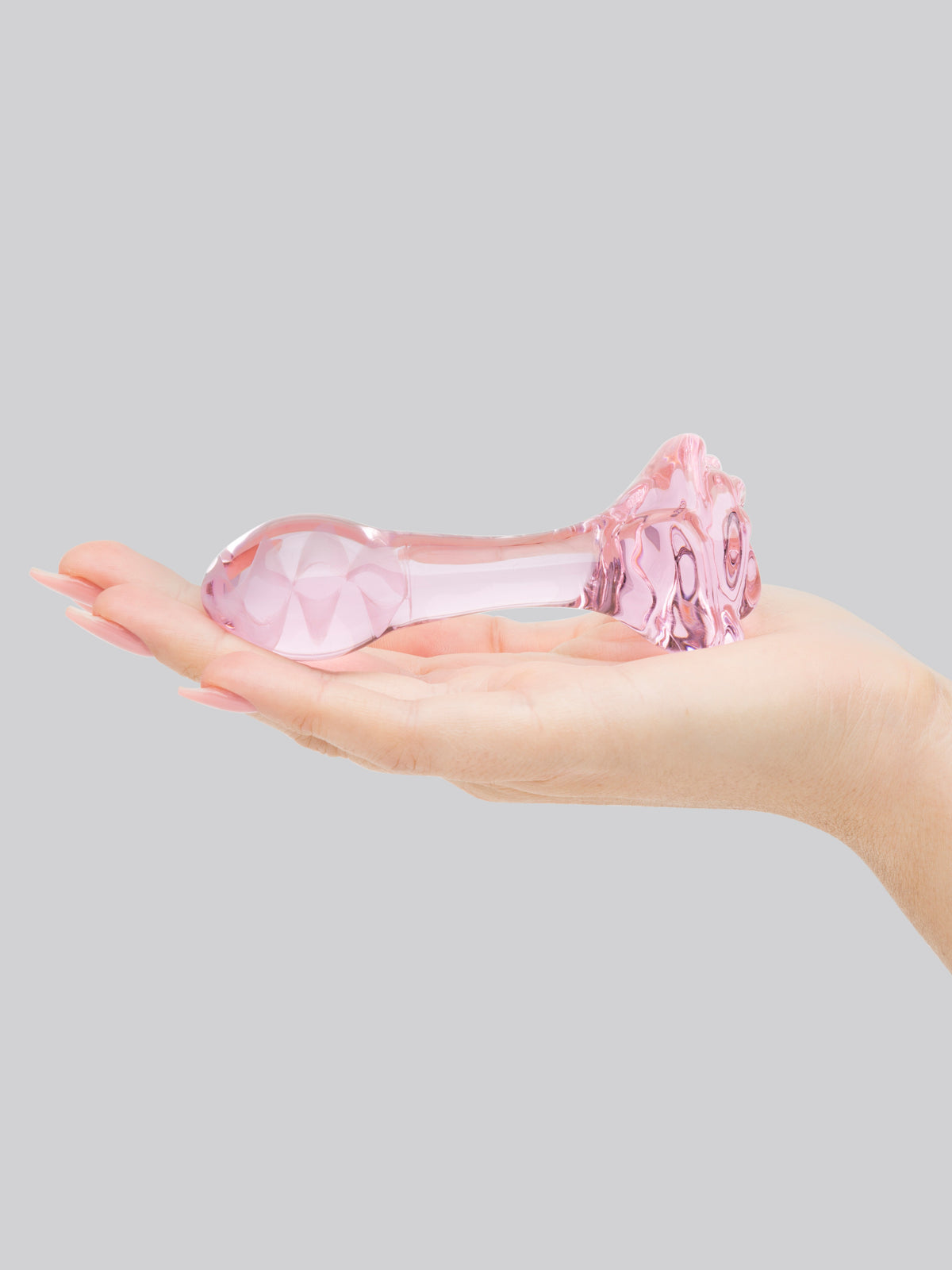 Lovehoney Full Bloom Small Rose Glass Butt Plug 3.5 Inch, Pink