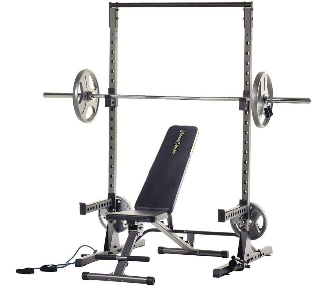 Fitness Reality Multi-function, Adjustable Power Rack Squat Stand with J-Hooks, landmine, and weight storaattachment (2809)