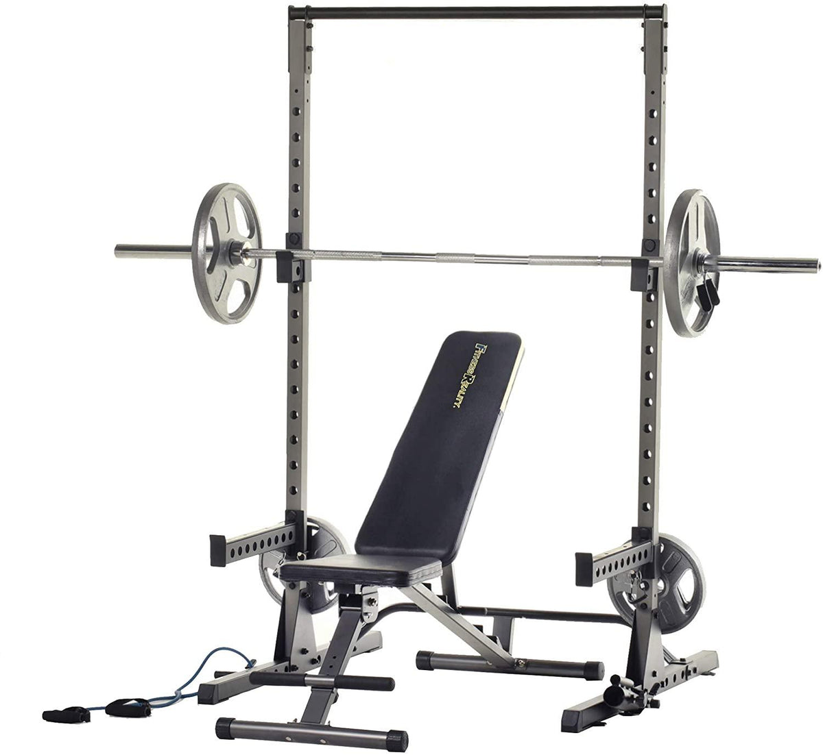 Fitness Reality Multi-function, Adjustable Power Rack Squat Stand with J-Hooks, landmine, and weight storaattachment (2809)