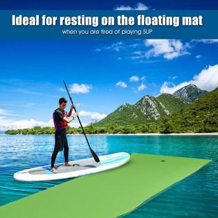 Costway 3-Layer Floating Water Pad 12' x 6' Floating Oasis Foam Mat for Relaxing Green