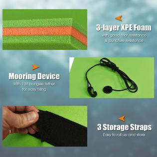 Costway 3-Layer Floating Water Pad 12' x 6' Floating Oasis Foam Mat for Relaxing Green