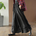 hemp casual retro loose tie wide leg pants literary pants