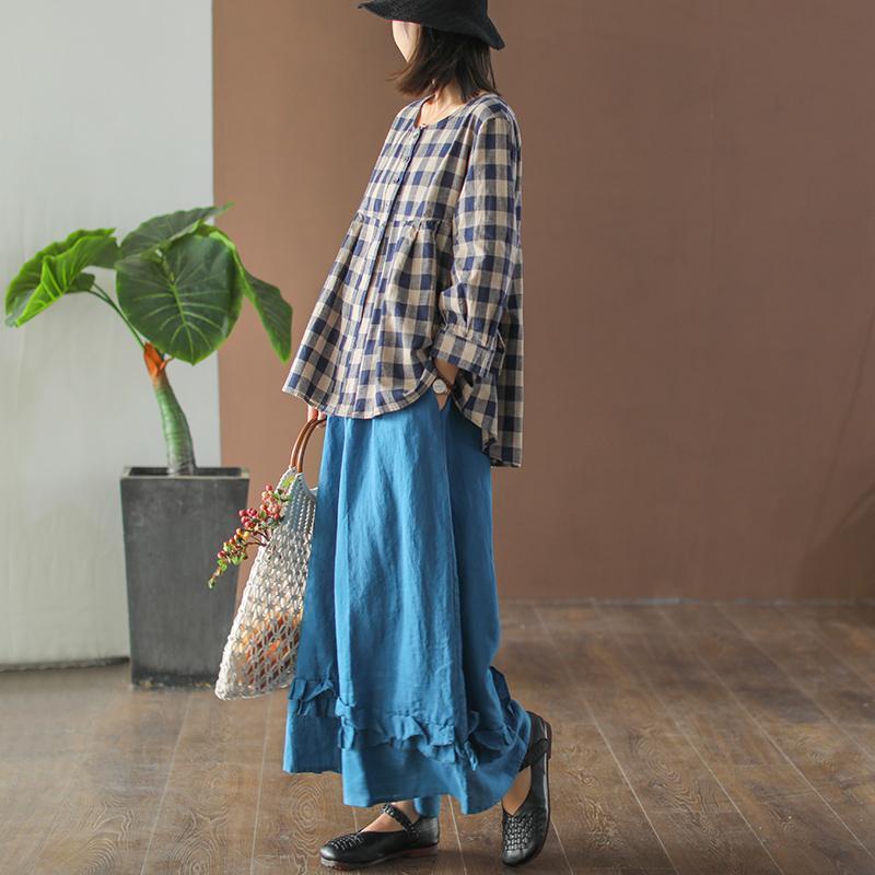 hemp casual retro loose tie wide leg pants literary pants