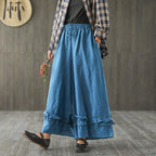 hemp casual retro loose tie wide leg pants literary pants