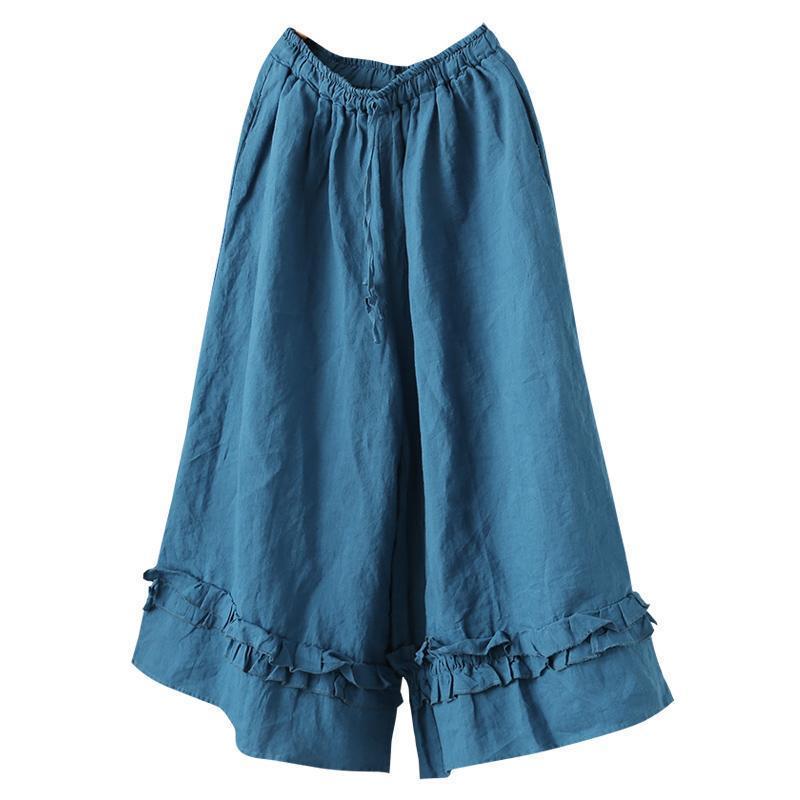 hemp casual retro loose tie wide leg pants literary pants