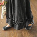 hemp casual retro loose tie wide leg pants literary pants