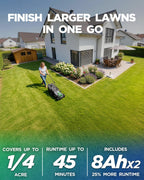 18" Electric Lawn Mower, 40V Cordless Lawn Mower with 2x8.0Ah Batteries &amp; Charger, Brushless Motor, 2-in-1 Mulching &amp; Bagging, 6-Position Height Adjustment, for Medium Yards