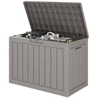 Outdoor StoraBox, 45 Gallon Deck Box with Lockable Lid, Waterproof Resin StoraBin for Cushions, Garden Tools, Patio Furniture, Grey