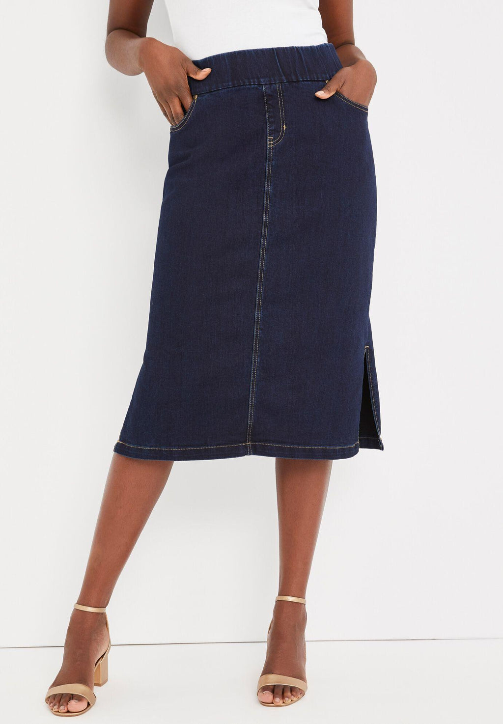 comfort waist midi skirt