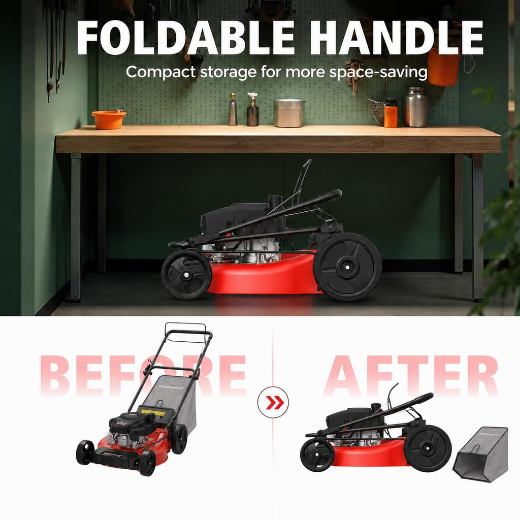 21" Gas Self-Propelled Lawn Mower for Hills &amp; Medium Yards | 170cc OHV | 3-in-1 Mulching/Bagging/Dischar| 6-Position Height | Alloy Steel Deck | Easy Start | Rear-Wheel Drive