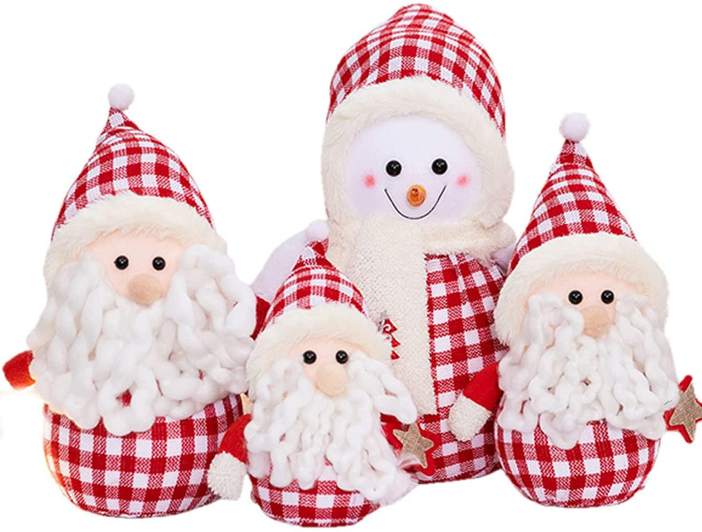 BW-Christmas Decoration Surroundings Scene Decoration Christmas Snowman Old Man Doll Old Man Snowman Table Christmas Ornament Party Decor Gift Home Decorations-Red||Set
