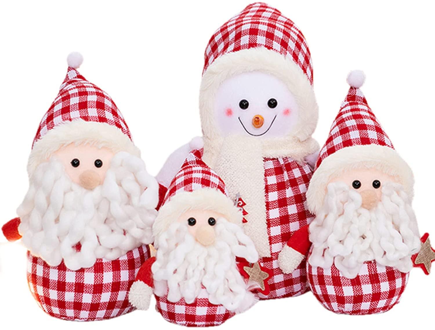 BW-Christmas Decoration Surroundings Scene Decoration Christmas Snowman Old Man Doll Old Man Snowman Table Christmas Ornament Party Decor Gift Home Decorations-Red||Set