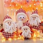 BW-Christmas Decoration Surroundings Scene Decoration Christmas Snowman Old Man Doll Old Man Snowman Table Christmas Ornament Party Decor Gift Home Decorations-Red||Set