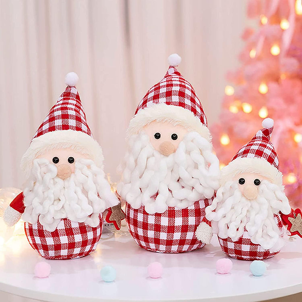 BW-Christmas Decoration Surroundings Scene Decoration Christmas Snowman Old Man Doll Old Man Snowman Table Christmas Ornament Party Decor Gift Home Decorations-Red||Set