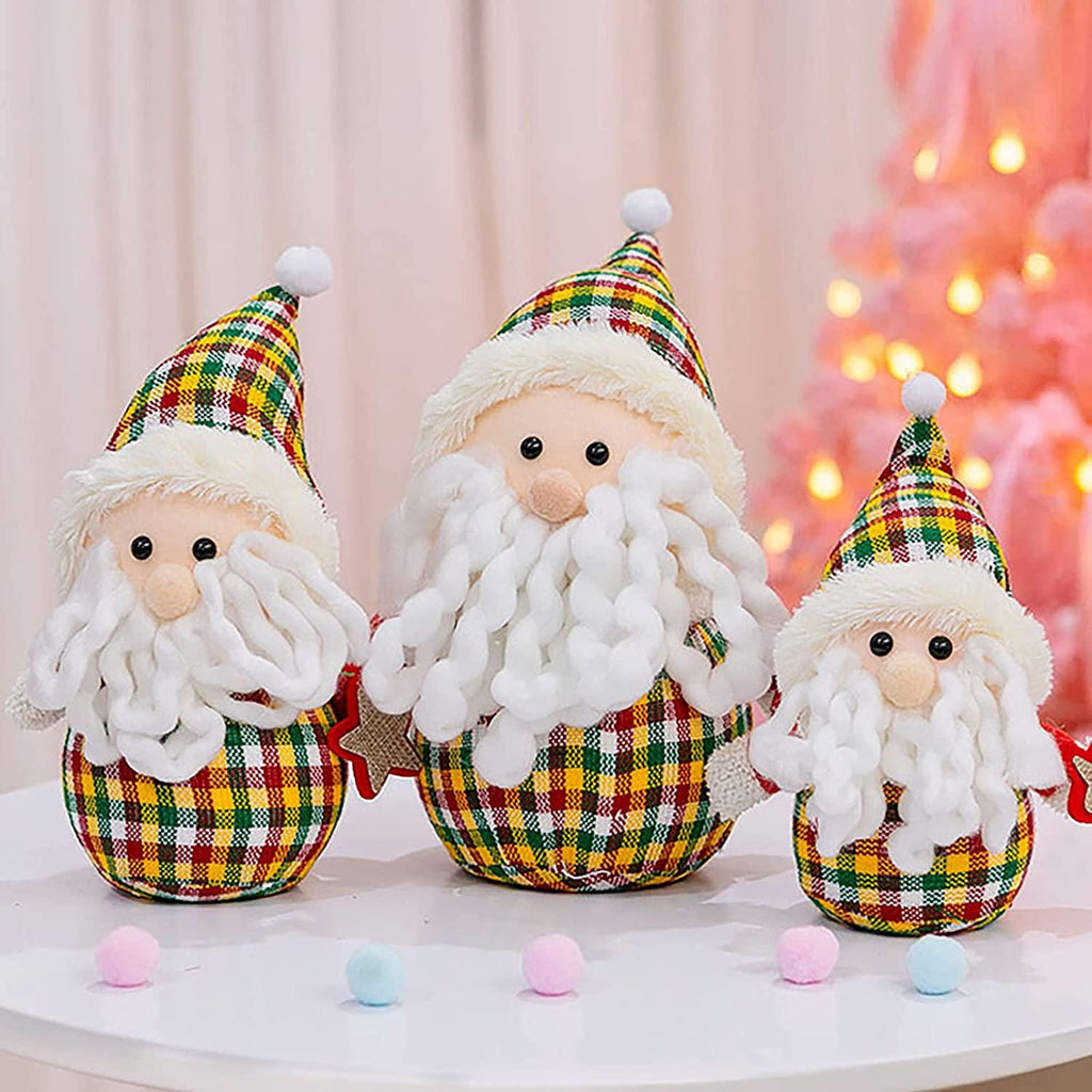 BW-Christmas Decoration Surroundings Scene Decoration Christmas Snowman Old Man Doll Old Man Snowman Table Christmas Ornament Party Decor Gift Home Decorations-Red||Set