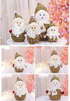 BW-Christmas Decoration Surroundings Scene Decoration Christmas Snowman Old Man Doll Old Man Snowman Table Christmas Ornament Party Decor Gift Home Decorations-Red||Set