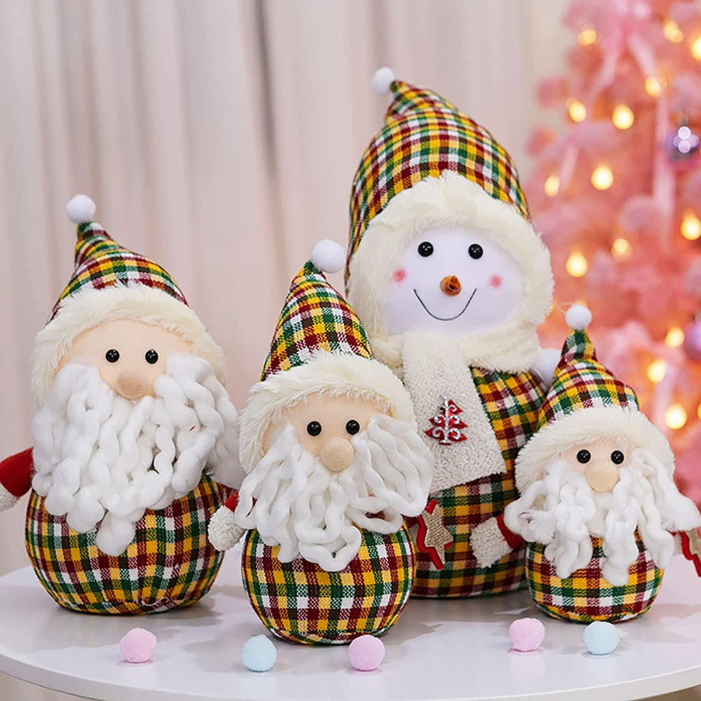 BW-Christmas Decoration Surroundings Scene Decoration Christmas Snowman Old Man Doll Old Man Snowman Table Christmas Ornament Party Decor Gift Home Decorations-Red||Set