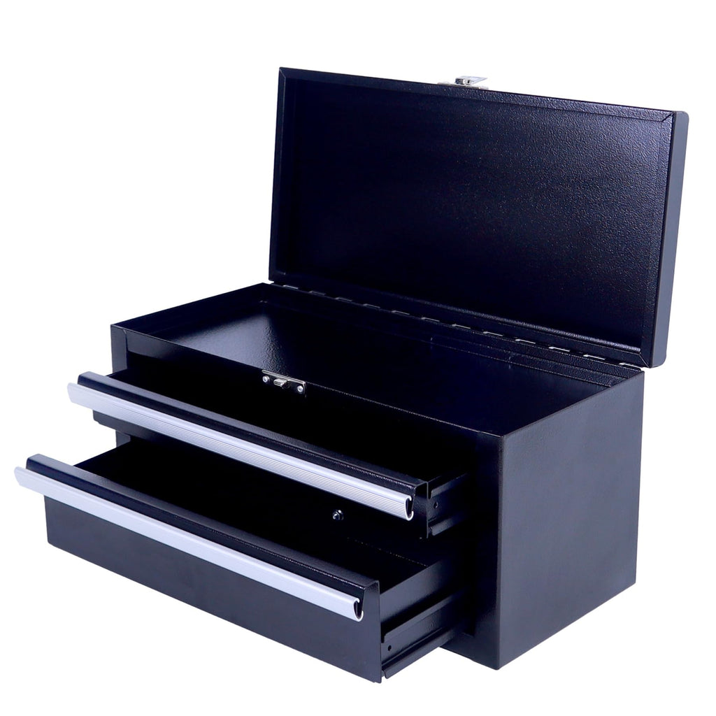 SUMERUZ Mini Tool Box with Drawers - Small Metal Tool Box, Micro Top Tool Chest for Tools Storage,Multi-Purpose Portable StoraCase Organizer (Black01)