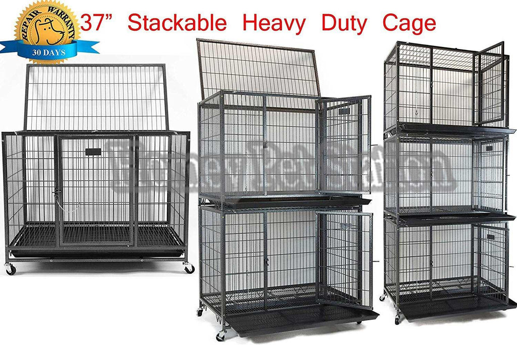Homey Pet 37" Open Top Heavy Duty Dog Pet CaKennel w/Tray, Floor Grid, and Casters