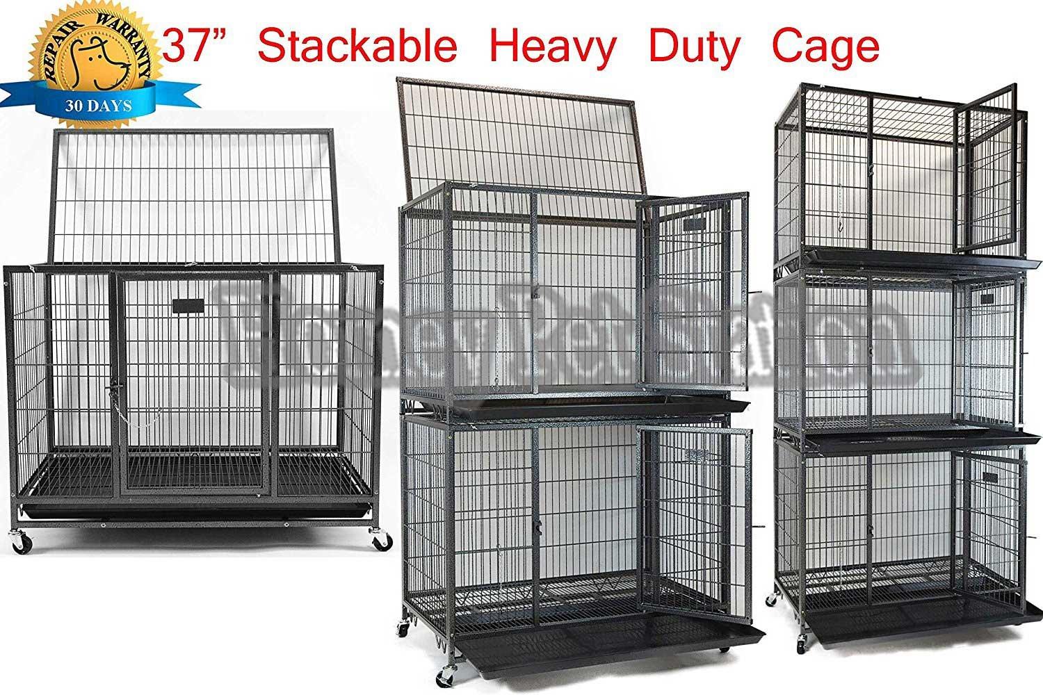 Homey Pet 37" Open Top Heavy Duty Dog Pet CaKennel w/Tray, Floor Grid, and Casters