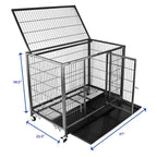 Homey Pet 37" Open Top Heavy Duty Dog Pet CaKennel w/Tray, Floor Grid, and Casters