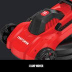 Electric Push Lawn Mower, 20-Inch Deck, Corded, Powerful 13-AMP Motor, 6 Setting Height Adjustment, Winged Blades, 3 in 1 Bagging, Mulching and Dischar(CMEMW213)