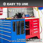 Magnetic Socket Organizer Set, 1/2", 1/4" and 3/8" SAE & Metric Deep & Shallow Socket Holder Kit, holds 141 stanard Sockets, attaches to steel box/tool cart (sockets not included) 丨6PCS