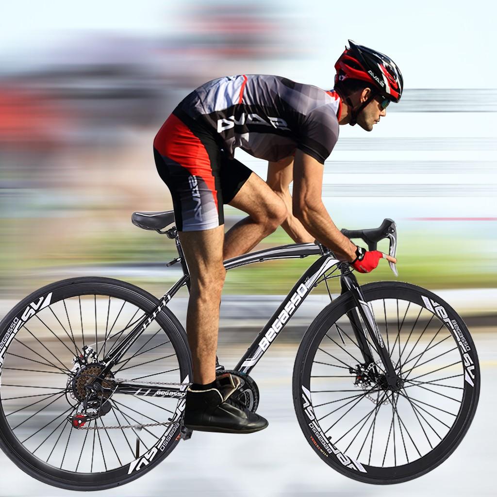 WJHWSX Road Bike 26IN 21 Speed Lightweight Aluminum Road Bike Disc Brakes Begasso Simanos Aluminum Frame Full Suspension ，Man Women Black