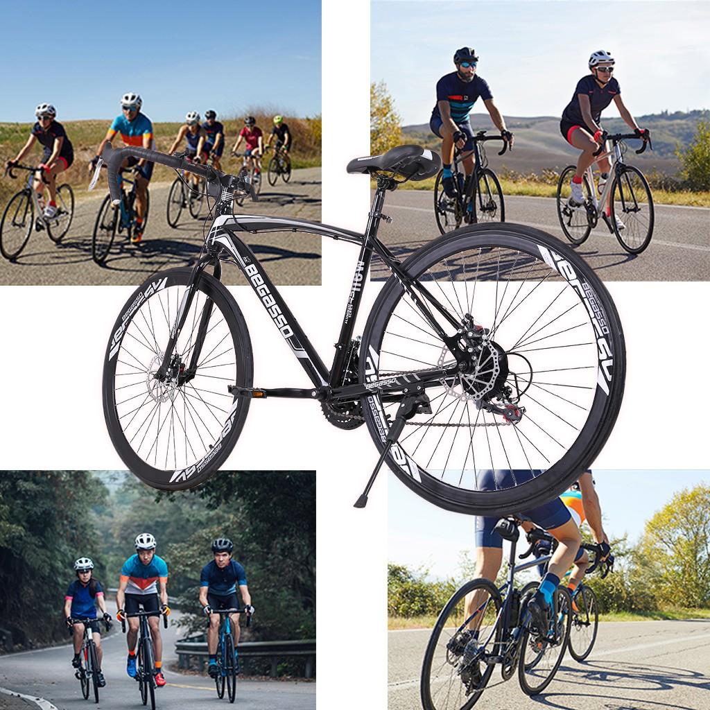 WJHWSX Road Bike 26IN 21 Speed Lightweight Aluminum Road Bike Disc Brakes Begasso Simanos Aluminum Frame Full Suspension ，Man Women Black