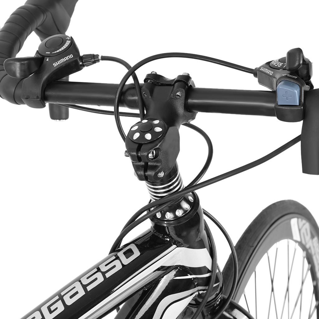 WJHWSX Road Bike 26IN 21 Speed Lightweight Aluminum Road Bike Disc Brakes Begasso Simanos Aluminum Frame Full Suspension ，Man Women Black