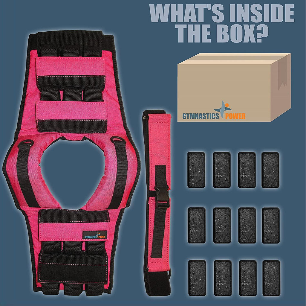 Gymnastics Power - Weighted Vest 25lb Removable Iron Weights for Men and Women Weighted Vest Workout for Calisthenics and Fitness Sport Training (Pink)