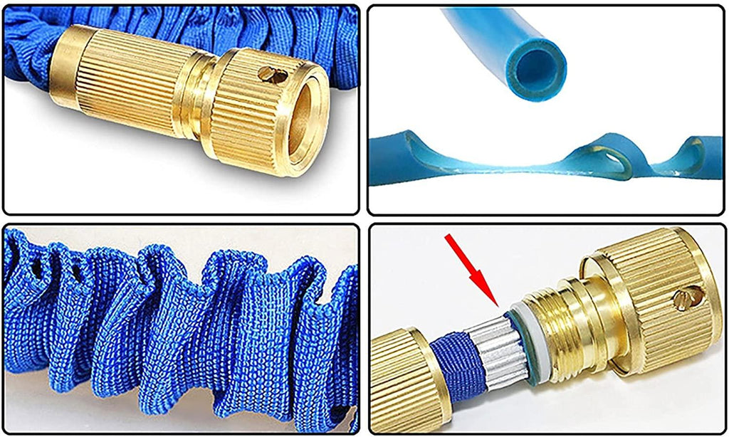 Garden Hoses Garden Hose Expandable Flexible Hose, Expanding Water Hose Kit Collapsible with Multifunction Nozzle, Durable Stronge Hose Fabric (Color : Blue, Size : 30m)