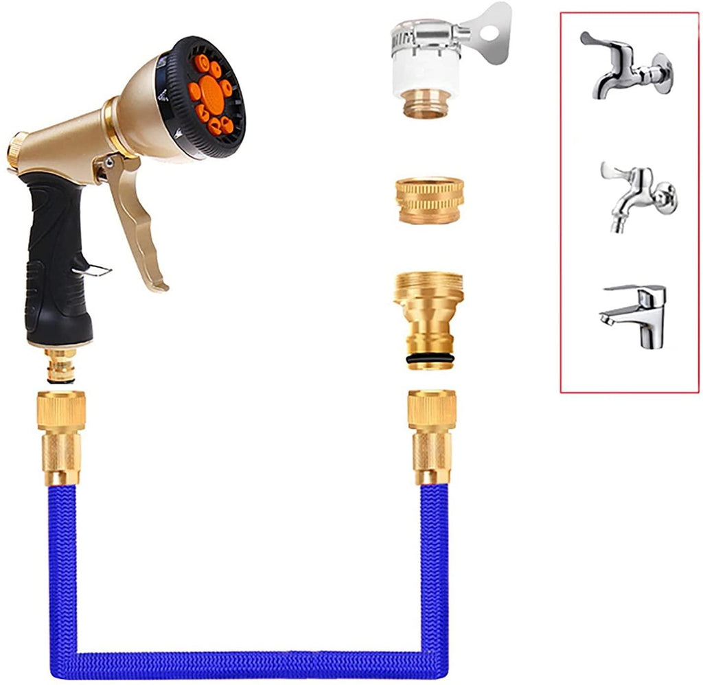 Garden Hoses Garden Hose Expandable Flexible Hose, Expanding Water Hose Kit Collapsible with Multifunction Nozzle, Durable Stronge Hose Fabric (Color : Blue, Size : 30m)