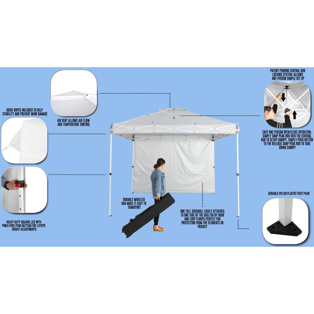 NS HPP 100 10 ft. x 10 ft. Commercial Instant Canopy-Pop Up Tent with Wall Panel White