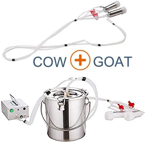 milking machine for goats and cow 2 in 1,pulsation vacuum pump electric 7l milker,food-grade,us standard.
