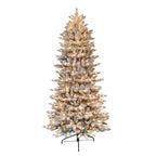 7.5 ft. Pre-Lit Flocked Slim Fraser Fir Artificial Christmas Tree with 500 UL-Listed Clear Lights