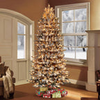 7.5 ft. Pre-Lit Flocked Slim Fraser Fir Artificial Christmas Tree with 500 UL-Listed Clear Lights