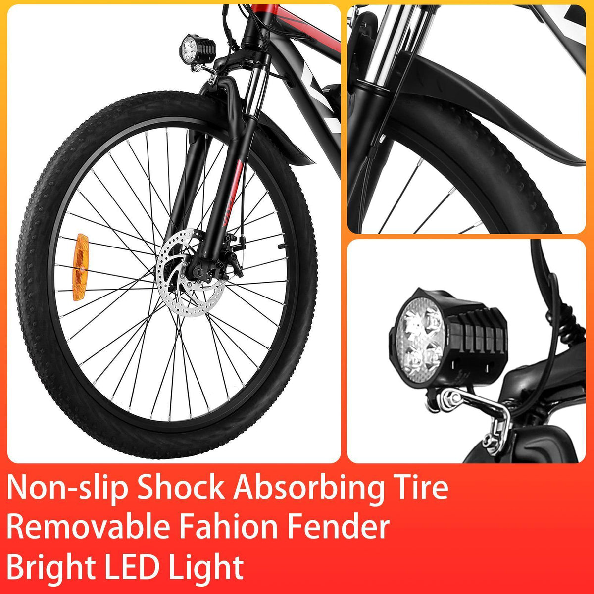 VIVI 26" 350W Electric Bike Electric Mountain Bicycle for Adults,  Aluminum Alloy Electric Mountain Bicycle 20MPH Adult Bike with Removable 10.4Ah  Lithium-Ion Battery &amp; 21 Professional Speed Shifter